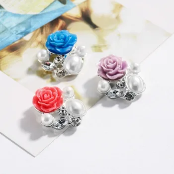 Копчета диамант 26 мм Безплатна доставка перлена стразовая пуговица с цвете смола flatback може да изберете цвят от 10 бр./лот (BTN-5706)