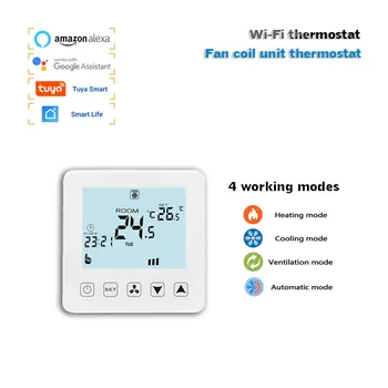 Sasha wifi 2pipe/4pipe Фанкойл термостат за отопление и охлаждане на Hristo Smart Life App Control Работи с Алекса Google Home
