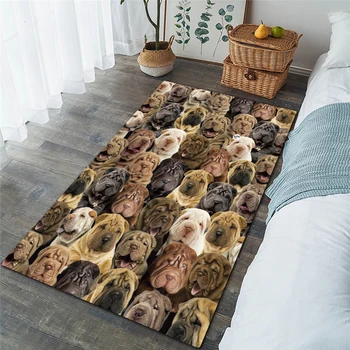 Подложка за кучета ще имате куп шарпейских постелки с 3D-принтом, черги, постелки, противоскользящий килим, украса за дома