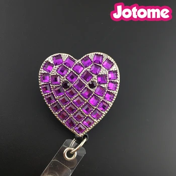 Притежател на Иконата Bling purple Heart Retractable Badge Reel за ключове лична Карта, с превръщането Клип от Алигатор