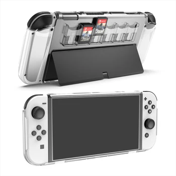 за Nintendo Switch OLED Защитен Калъф с Игрални Карти За Съхранение на ABS Игрова Конзола устойчив на удари Противоскользящий Защитен Кожен Калъф