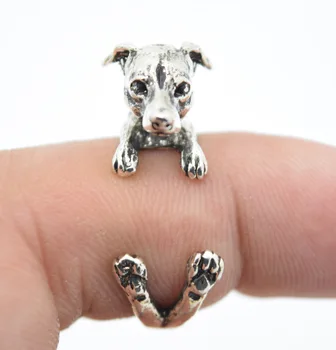 Търговия на едро с новите модни сладък животни риджбек куче пръстени мъжка мода бижута сребро бронз пистолет черно покритие мъжки пръстени подарък