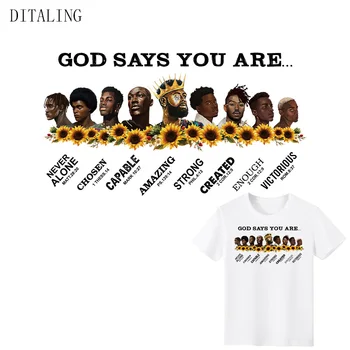 Термонаклейка на Дрехи, Бог казва, Че Ти си Победен, черни Мъже, Направи си сам, афро Мъжки t-shirt, нашивка, желязо стикер, апликация