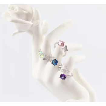 LANFLORA ново модно договорното пръстен с кристали, женски отворен пръстен за подарък за рожден ден, външна търговия, търговия на едро, пръстен