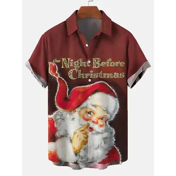 Коледна Серия от Мъжки тениски с Къс Ръкав Мъжка Блуза Оверсайз Върховете