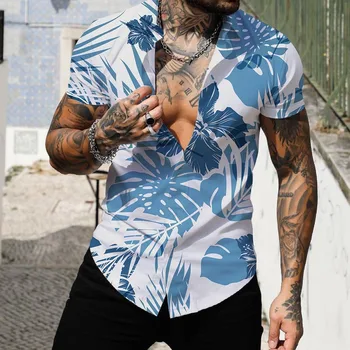 Мъжки Хавайски Ризи Camisa Masculina Gulf Chemise Homme Ризи за Мъже Ropa Hombre Мъжки Ризи Ризи С 3D Принтом Мъжки Ризи