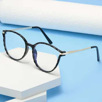 WENLCCK Очила Унисекс Свръхлеки Кръгли Анти-сини Леки Очила В Метални Рамки Реколта Плоските Огледални Очила, Оптични Очила