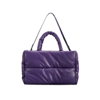 2022 в Есенно-зимната Популярна Памучен чанта-тоут от Мек Пух, дамски Памучен чанта-месинджър с найлонови Пълнеж, прост Дизайн, Однотонная Чанта