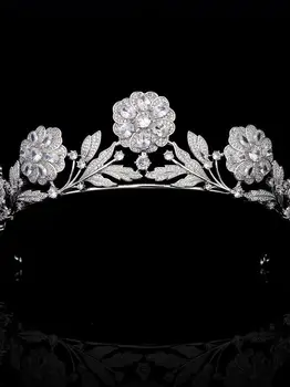 Кралски Ретро Розов Прическа Короната На Младоженеца На Сватбената Корона От Цирконий Сватбени Декорации За Сватбени Аксесоари За Коса HT021104Dress