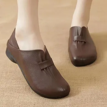 Дамски лоферы; пролетно удобни обувки за мама от изкуствена кожа върху плоска подметка; обувки без стягане; Модни дамски обувки; Zapatos De Mujer; големи Размери