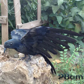 нова имитация на крилата на гарвана модел пяна и кожа черна врана птица кукла подарък от около 28 см 1779