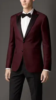 Индивидуален висококачествено вино-червено сватбен костюм от три части за булката, костюм за си официална вечеря (яке + Панталон + вратовръзка)