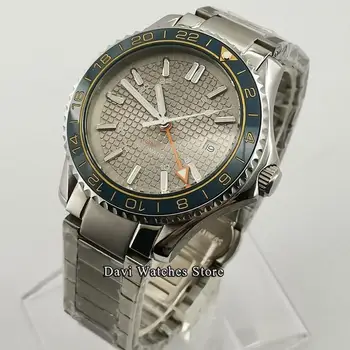 BLIGER 41 мм Стерилни Сив циферблат GMT Топ луксозни Мъжки Часовник Сапфир кристал дата на керамични панели автоматично мъжки ръчен часовник Часовник