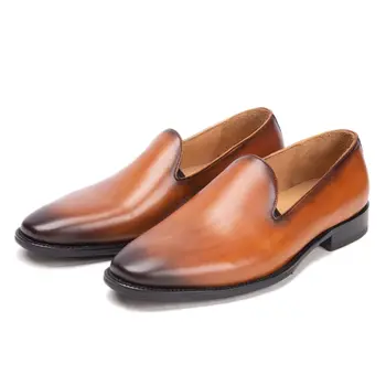 2022 Нови мъжки обувки от телешка кожа, кожени обувки ръчна изработка, висококачествени лоферы, на модела на бизнес ежедневни обувки размер плюс за сватбени партита