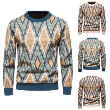 2022 Нови Мъжки Пуловери Дебели Топли Тенденция На Ежедневните Пуловер С Кръгло Деколте Плетени Блузи