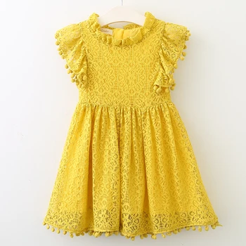 Рокля за момичета, Новост 2018 г., лятна марка дрехи за момичета, дантелено и топката дизайнерски дрехи за малките момичета, празнична рокля за 3-7 години