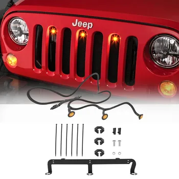 Комплект Led решетка с Led подсветка за 2007-2018 Jeep Wrangler JK 2-4 врати/Неограничен Plug и Сценичен Водоустойчив Комплект led подсветка