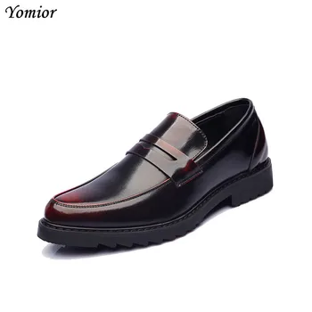 Yomior/Модни мъжки вечерни Модела Кожени обувки с остри пръсти, Ежедневни бизнес Офис Oxfords, Английски Черни Вечерни Обувки за Сватба