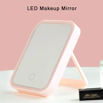Огледало За Грим С led Подсветка, USB Зареждане Заполняющий Светлина настолни Сгъваеми Преносими Огледала С Докосване на Ключа на Затъмняване на Тоалетен Огледало