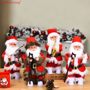 Игриво чанта 2020, Музикална фигурка на Дядо Коледа, Светещи люлки, играчки на Дядо Коледа, Коледни подаръци за деца, коледната украса AA89