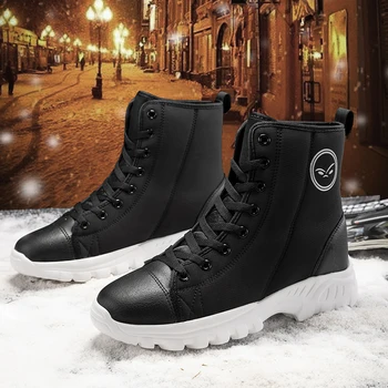 Зимни обувки; новост зимата, мъжки памучен обувки; топли обувки с кадифена подплата и високо берцем; модерни ежедневни обувки Мартин; улично обувки tide