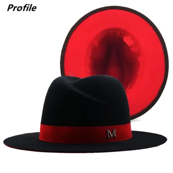 Продажба на едро, фетровая шапка, класическа фетровая шапка унисекс, двуцветен шапка с черен и червен кръст, джаз шапка, есенно-зимна шапка мъжка шапка