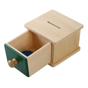 Сетивни Монтесори Играчки Imbucare Кутия С Кутия За Монети Дървени Дискове Основни и Жизненоважни Умения Играчки За Търсене на Ръцете и Краката