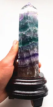 Естествен кварцов кристал в цвят флуорит магическа пръчка