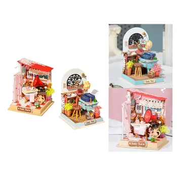 2 елемента Творчески Куклена Къща с Мебельными Комплекта Вила Строителен Комплект за Момичета Подарък