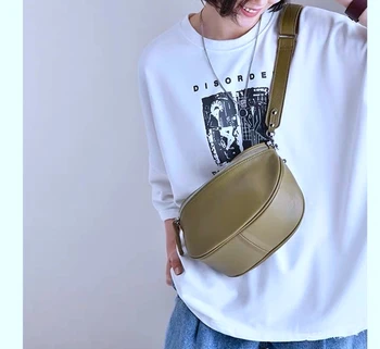 Vendange модни проста нагрудная чанта кожена чанта ръчна изработка индивидуалност корея чанта-месинджър 2618
