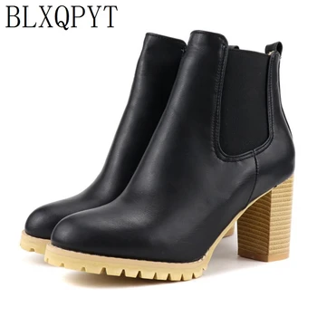 BLXQPYT/Новост; големи размери 34-48; топли зимни ботуши на висок ток с кръгла пръсти; Колекция 2019 г.; модни ботильоны платформа; zapatos de mujer; 172-8