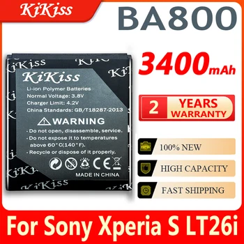 Батерия с Голям Капацитет 3400 mah За SONY Xperia S LT25i Xperia V Lt26I AB-0400 BA800, Истински Батерия за Мобилен телефон с Голям Капацитет