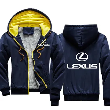 2022 зимна Мода Lexus Автомобил Лого Блузи За Мъже Hoody Плюс кадифе удебеляване Руно Памук Яке с Цип Harajuku Мъжки Дрехи